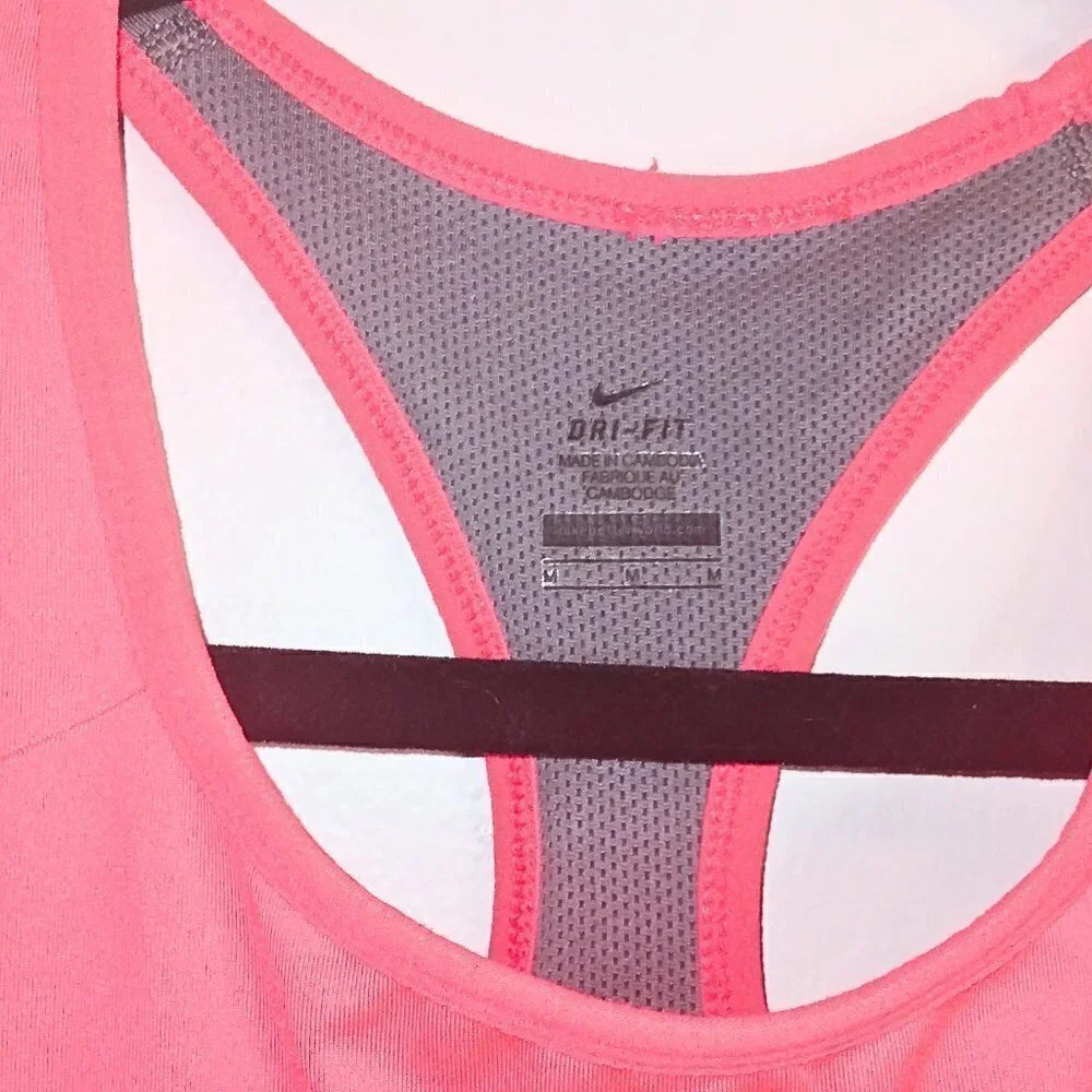 NIKE PINK & RED DRI-FIT RACERBACK WORKOUT TANK TOP - SIZE M